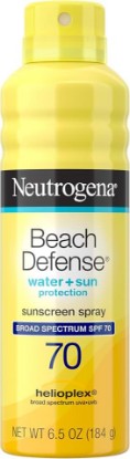 Picture of Neutrogena Beach Defense Sunscreen Spray, SPF 70, 6.5 oz | Face & Body, Broad Spectrum for UVA/UVB Protection, Lightweight Sunscreen, Water-Resistant up to 80 Minutes, Beach-Strength