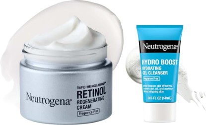 Picture of Neutrogena Rapid Wrinkle Repair Face Moisturizer, Fragrance Free + Cleanser | Anti-Aging Face Cream, Retinol & Hyaluronic Acid, 1.7 oz, Trial Size Hydro Boost Facial Cleanser, 0.5 fl. oz