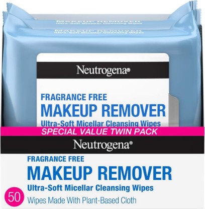 Picture of Neutrogena Makeup Remover Wipes, Fragrance-Free, 2 Pack of 25 Ct | Micellar Cleansing Cloths, Gently Removes Oil, Dirt, and Waterproof Makeup, Plant-Based Cloth, Twin Pack