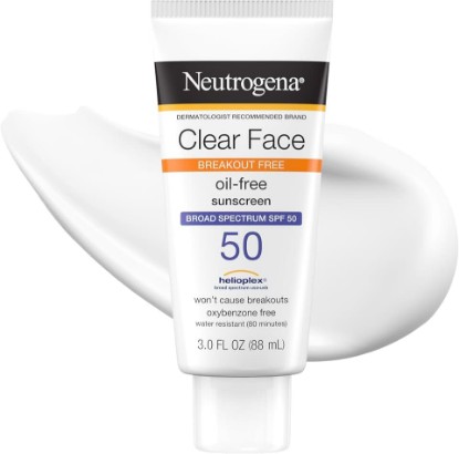Picture of Neutrogena Clear Face Sunscreen Lotion SPF 50, 3 fl. oz | For Acne-Prone Skin, Broad Spectrum UVA/UVB Protection, Fragrance-Free, Oxybenzone-Free, Water-Resistant