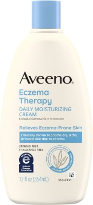 Picture of Aveeno Eczema Therapy Daily Moisturizing Cream for Sensitive Skin, Soothing Lotion with Colloidal Oatmeal for Dry, Itchy, and Irritated Skin, Steroid-Free and Fragrance-Free, 12 fl. oz
