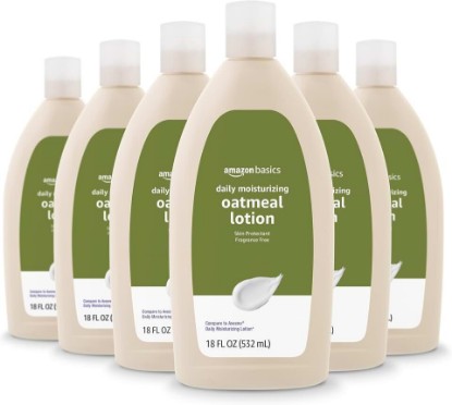 Picture of Amazon Basics Daily Moisturizing Oatmeal Body Lotion, Fragrance Free, Non-Comedogenic, Soothing Skin Protectant Moisturizer, 18 Fl Oz (Pack of 6) (Previously Solimo)