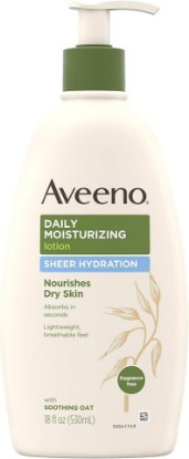 Picture of Aveeno Sheer Hydration Daily Moisturizing Lotion for Dry Skin with Soothing Oat, Lightweight, Fast-Absorbing & Fragrance-Free Intense Body Moisturizer, 18 fl. oz