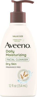 Picture of Aveeno Daily Moisturizing Facial Cleanser, Fragrance Free, 12 fl. oz | Gentle Face Cleanser For Dry Skin, Soothing Oat, Removes Dirt Oil and Impurities, Leaves Skin Feeling Soft & Supple