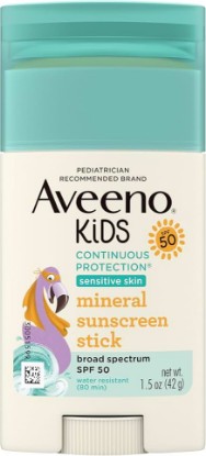 Picture of Aveeno Kids Zinc Oxide Sunscreen Stick SPF 50, 1.5 oz | Sensitive Skin, Face & Body Sunscreen Stick, Broad Spectrum, Sweat- & Water-Resistant