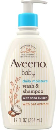 Picture of Aveeno Baby Daily Moisturizing Wash & Shampoo, Coconut Scent, 12 fl oz | Baby Wash & Shampoo Formulated with Shea Butter & Oat Extract, Suitable for Sensitive Skin & Scalp