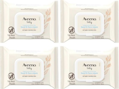 Picture of Aveeno Baby Hand & Face Wipes, Oat Extract & Aloe, Fragrance Free, 25 ct | Cleansing & Moisturizing Baby Wipes for Sensitive Skin, No Added Sulfates, Alcohol, & Parabens, Hypoallergenic