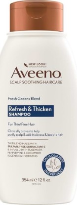 Picture of Aveeno Fresh Greens Blend Natural Volumizing Shampoo, 12 fl oz | Refresh & Thicken, Formulated with Natural Oat, Rosemary, Peppermint & Cucumber, For Fine Hair