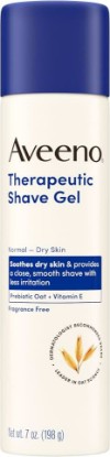 Picture of Aveeno Therapeutic Shave Gel for Women & Men, Sensitive Skin Shaving Cream with Prebiotic Oat & Vitamin E, Helps Prevent Razor Bumps & Skin Irritation, Soothes Dry Skin, Fragrance-Free, 7 Oz