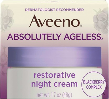 Picture of Aveeno Absolutely Ageless Restorative Night Cream Face & Neck Moisturizer with Antioxidant-Rich Blackberry Complex, Vitamin C & E, Hypoallergenic, Non-Greasy & Non-Comedogenic, 1.7 fl. oz