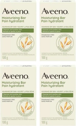 Picture of Aveeno Gentle Moisturizing Bar Facial Cleanser with Nourishing Oat for Dry Skin, Fragrance-free, Dye-Free, & Soap-Free, 3.5 oz (Pack of 4)