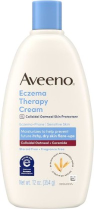 Picture of Aveeno Eczema Therapy Daily Moisturizing Body Cream for Sensitive Skin, Soothing Eczema Cream for Dry & Itchy Skin Relief, Colloidal Oatmeal & Ceramide, Steroid- & Fragrance-Free, 12 Oz