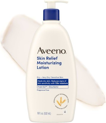 Picture of Aveeno Skin Relief Moisturizing Body Lotion Heals Very Dry, Sensitive Skin, Fast Absorbing Lotion with Soothing Triple Oat & Shea Butter Formula, Fragrance Free Lotion, Non-Comedogenic, 18 Fl Oz GreenCircle Sustainable Energy Practices