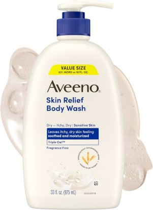 Picture of Aveeno Skin Relief Body Wash with Triple Oat Complex, Fragrance-Free, Gentle Daily Body Wash for Sensitive Skin Leaves Itchy, Dry Skin Feeling Soothed & Moisturized, Value Size 33 Fl Oz