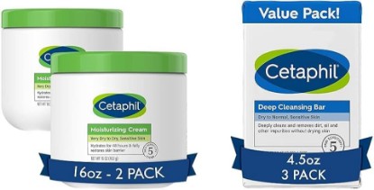 Picture of Cetaphil Body Moisturizer, Hydrating Moisturizing Cream for Dry to Very Dry, Sensitive Skin & Bar Soap, Deep Cleansing Face and Body Bar, Pack of 3, For Dry to Normal, Sensitive Skin
