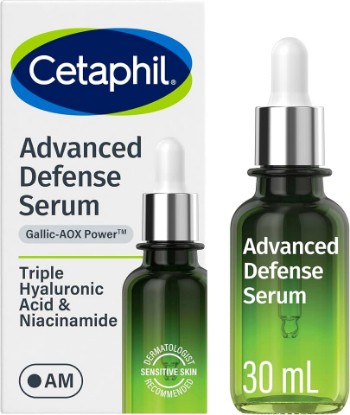 Picture of Cetaphil Advanced Defence AM Face Serum, Dermatologist Recommended, 1oz | Strengthens Skin Barrier Against Daily Stressors, Gallic Acid & Vitamin E, Helps Stressed, Sensitive Skin, 1 Dropper