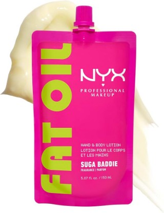 Picture of NYX PROFESSIONAL MAKEUP Fat Oil Hand & Body Lotion in Suga Baddie, Vanilla Lotion with 24HR Hydration, Lightweight, Body Moisturizer With Avocado Oil, Vegan & Cruelty-Free