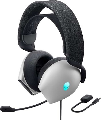 Picture of Alienware Wired Gaming Headset AW520H | 6.6 ft Cable, Hi-Res Audio, 20-40000 Hz, Memory Foam, Breathable Fabric, Lunar Light