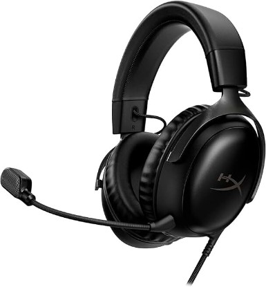 Picture of HyperX Cloud III – Wired Gaming Headset, PC, PS5, Xbox Series X|S, Angled 53mm Drivers, Spatial Audio, Memory Foam, Durable Frame, Ultra-Clear 10mm Mic, USB-C, USB-A, 3.5mm – Black