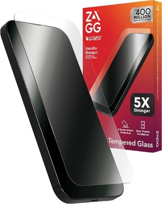 Picture of ZAGG Glass Elite Screen Protector for iPhone 16 Pro - 5X Stronger, Reinforced Edges, Ultra-Strong Tempered Glass, Scratch Resistant, Anti-Smudge, Easy Installation, InvisibleShield, Eco-Friendly