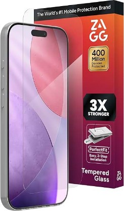 Picture of ZAGG Glass+ Screen Protector for iPhone 17 Pro - 3X Stronger, Impact & Shatter Protection, Scratch & Smudge-Resistant iPhone Tempered Glass, InvisibleShield, Easy PerfectFit Install