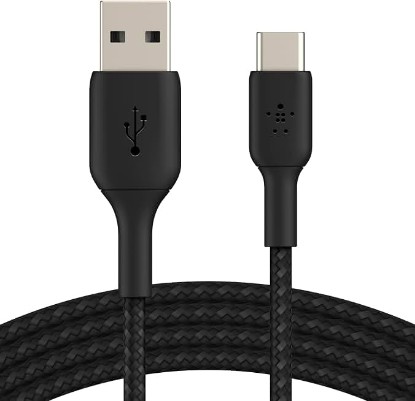 Picture of Belkin USB A to USB C 15W Braided Cable, 3.3ft, iPhone Charger Cord | iPhone 17/16/15, Samsung Galaxy S26, Google Pixel 10, iPad, AirPods, Nintendo Switch 2, Steam Deck, CarPlay, car charger cord