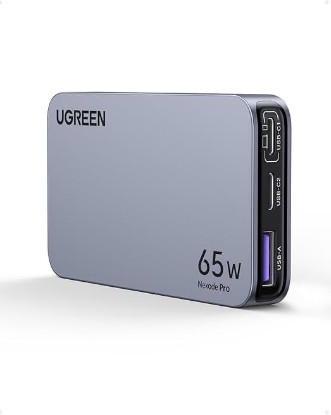 Picture of UGREEN Nexode Pro 65W GaN USB C Slim Wall Charger, 3-Port Compact Fast PPS Charger for iPhone 17/16/15 Series, MacBook Air, iPad Pro, Galaxy S25/S24, Pixel 10/9, Steam Deck ClimatePartner certified