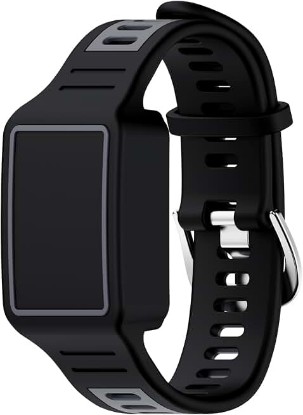 Picture of for Amazfit Helio Fitness Tracker Silicone Strap,Replacement Strap Compatible with Amazfit Helio Fitness Tracker,Soft Lighweight Scratch-Proof Replacement Strap Accessories (Black Gray)