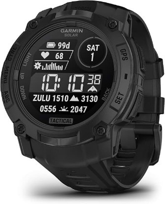 Picture of Garmin Instinct® 3 Tactical, Solar, 45mm, Black | Outdoor GPS Smartwatch, Solar Charging, Dedicated Tactical Features, Metal-Reinforced Bezel, Built-In Flashlight
