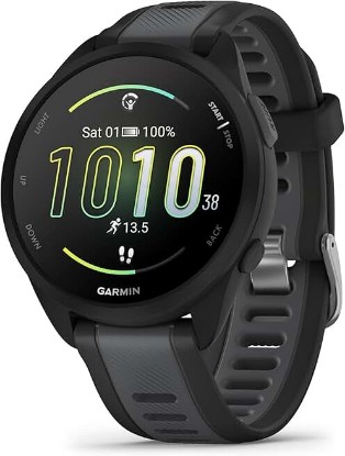 Picture of Garmin Forerunner® 165, Running Smartwatch, 43mm, Black | Essential Training & Recovery Features, Built-In GPS for Distance, Pace & Speed, Garmin Coach, Daily Suggested Workouts