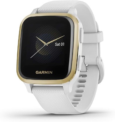 Picture of Garmin Venu Sq, 010-02427-01 GPS Smartwatch with Bright Touchscreen Display, Up to 6 Days of Battery Life, Light Gold and White (Renewed)