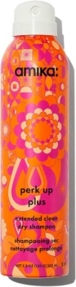 Picture of amika perk up plus extended clean dry shampoo | lightweight + buildable, extend time even further between wash days, invisible finish + no white residue, for all hair types