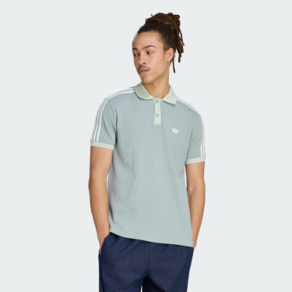 Green WAFFLE KNIT POLO SHIRT