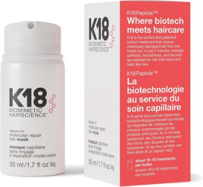 Picture of K18 Leave-In Molecular Repair Hair Mask, Patented, Lasting Repair For Dry, Frizzy, Damaged Hair, Reverse Damage In 4 Minutes From Bleach, Color, Chemical Services + Heat