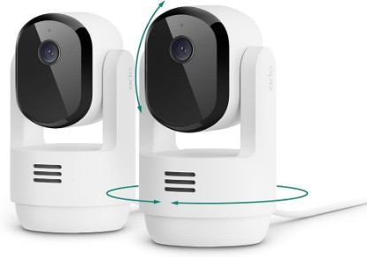 Picture of Arlo Essential Indoor Pan Tilt Zoom Security Camera 2K Wired - 2-Cam | 360° pan & 180° tilt; 2K pet camera; Auto motion tracking; Animal detection; Animated preview; 1-mo Secure plan incl.