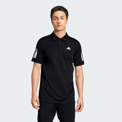 Black Club Tennis 3-Stripes Polo Shirt