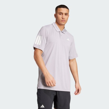 Grey Club Tennis 3-Stripes Polo Shirt