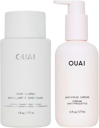 Picture of OUAI Smooth + Shine Bundle - Includes Anti Frizz Cream + Hair Gloss - Frizz Control + Shine-Enhancing Hair Set (2 Count, 6 Oz/6 Oz)