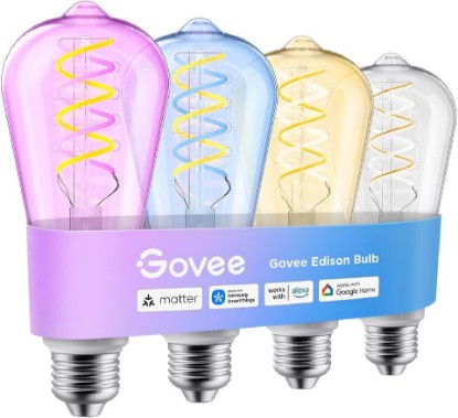 Picture of Govee Edison Bulbs, ST19(58), Smart Vintage Light Bulbs RGBWW with E26 Base | RGB Color Changing and Tunable White, Compatible with Matter, Alexa & Google Assistant, LED Filament Bulb for Living Room