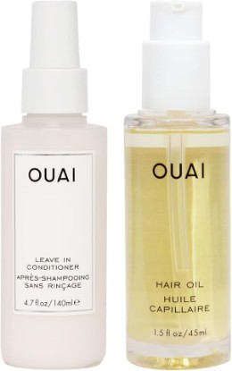 Picture of OUAI Leave-In Conditioner + Hair Oil Bundle - Hair Styling Products for Frizz Control, Heat Protection, Detangling, and Added Shine - Paraben & Sulfate-Free Hair Care (2 Count, 4.7 Oz/1.5 Oz)