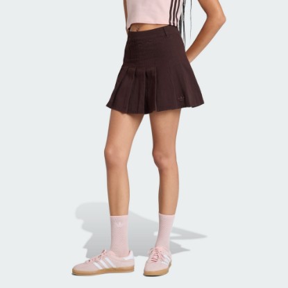 Brown TWILL PLEATED SKIRT