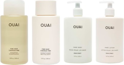 Picture of OUAI Healthy Hair & Hand Bundle - Fine Hair Shampoo, Conditioner, Hand Wash & Lotion - Hydrating Body Care Set (4 Count, 2x 10oz/2x 16oz)