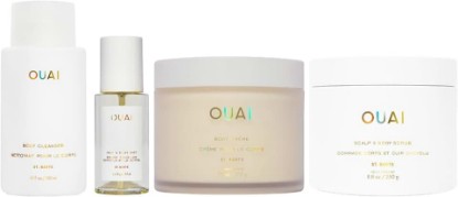 Picture of OUAI St. Barts Body Bundle - Includes Hair & Body Mist (3.3 Oz) for Head-to-Toe Fragrance, Hydrating Body Cream (7.5 Oz), Body Cleanser (10 Oz), and Scalp & Body Scrub - 4 Piece Bundle