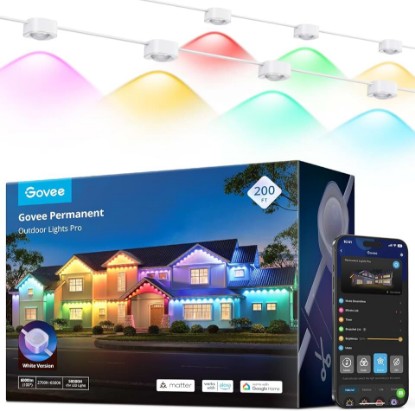 Picture of Govee Permanent Outdoor Lights Pro, 200ft with 120 RGBIC LED Lights, White | Daily and Accent Lighting, 75 Scene Modes for Patio, Backyard, IP67 Waterproof, Works with Alexa, Google Assistant, Matter ClimatePartner certified