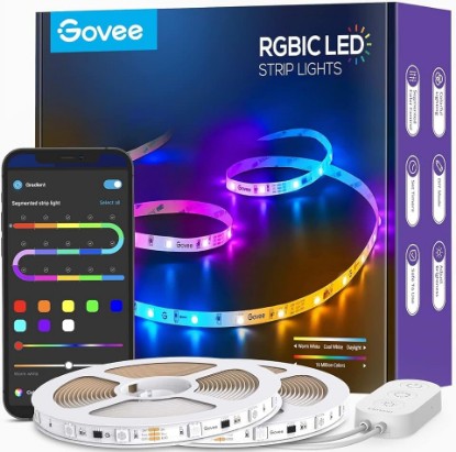 Picture of Govee 65.6ft RGBIC LED Strip Lights, Smart App Control Light for Bedroom | Bluetooth Color Changing LED Lights, DIY Segmented Color, Enhanced Music Sync for Bedroom, Kitchen and Home Decor