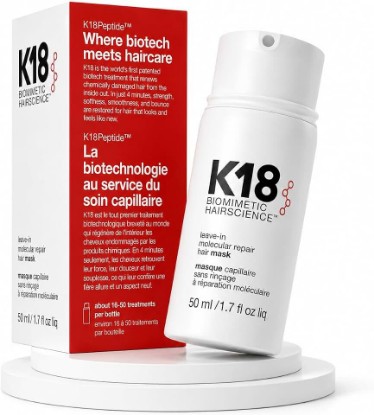 Picture of K18 Leave-In Molecular Repair Hair Mask, Patented K18PEPTIDE™ 4-Minute Peptide Hair Treatment for Bleach, Color, Chemical & Heat Damaged Hair, Strength, Smoothness & Frizz Control, 1.7 Fl Oz