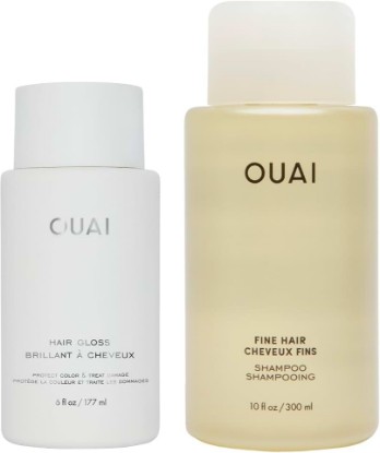 Picture of OUAI Hair Gloss and Fine Shampoo Bundle - Fine Hair, Shine, Frizz-Control, Volumizing, Heat Protection (2 Count, 6 Oz/ 10 Fl Oz)