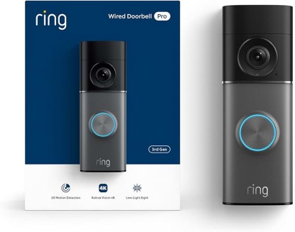 Picture of Ring Wired Doorbell 4K Pro (Newest Model), Retinal 4K with wide-angle video, 10x Enhanced Zoom, and Night Vision, Deep Silver