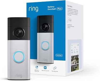 Picture of Ring Battery Doorbell 2K Plus (newest model), Retinal 2K with wide-angle video, up to 6x Enhanced Zoom, Night Vision, and Quick Release Battery Pack, Nickel Silver
