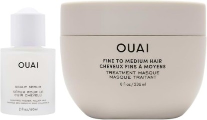 Picture of OUAI Fine to Medium Hair Treatment Bundle - Includes Scalp Serum and Masque for Moisturized, Healthy Hair and Scalp (2 Count, 2 Oz/ 8 Oz)
